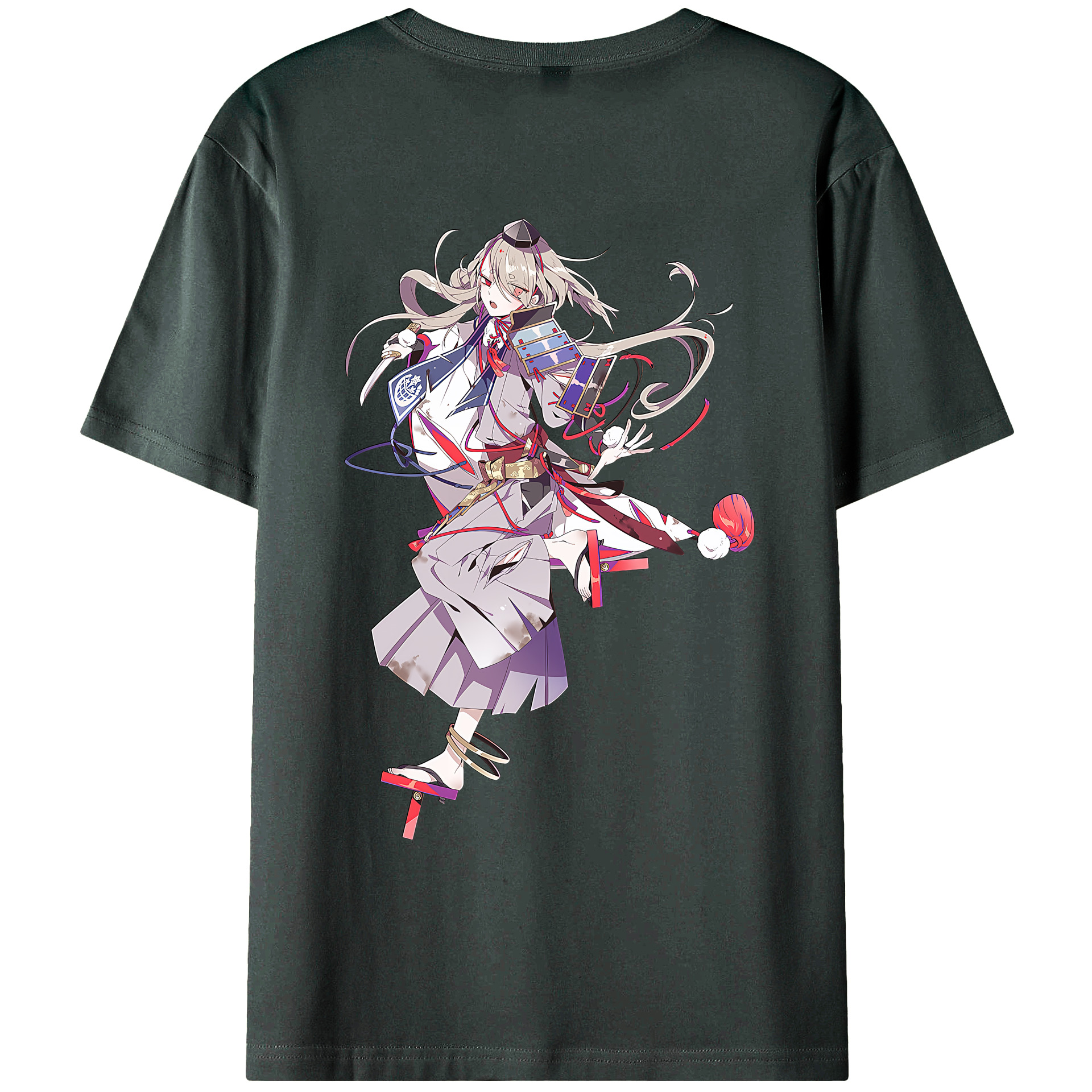 （画像用） 刀剣乱舞 Touken Ranbu 綿100％ メンズ半袖Tシャツ（バックプリント） 通気性